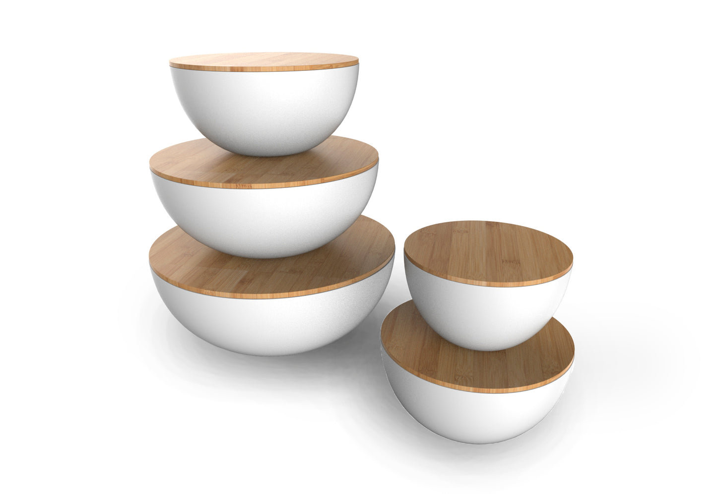 5 pcs Mixing Bowl With Bamboo Lids