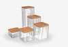 5pcs  Acrylic & Bamboo Lid Pantry Storage Container Set