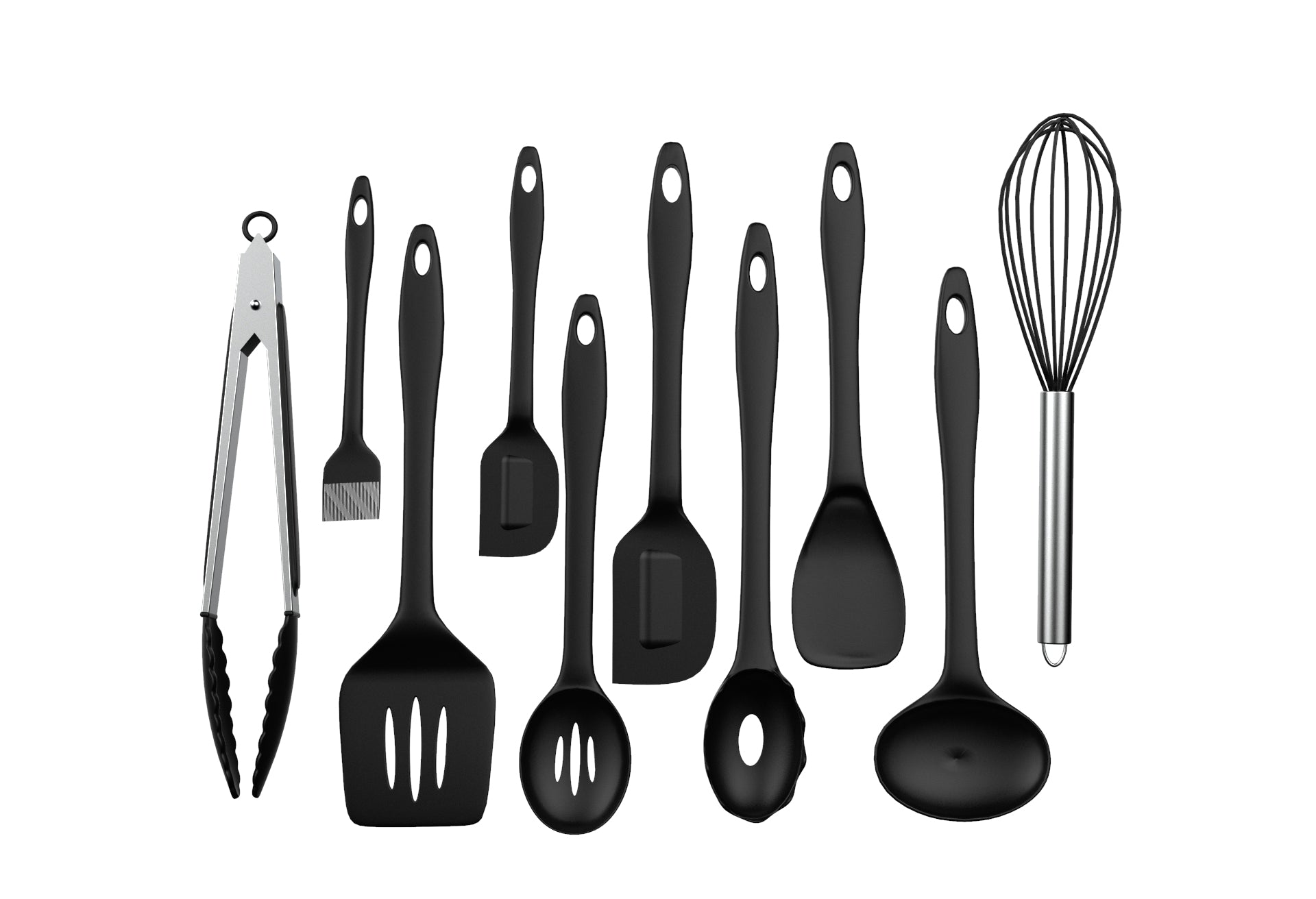 BLACK 10 PIECE HARD SILCON UTENSIL SET