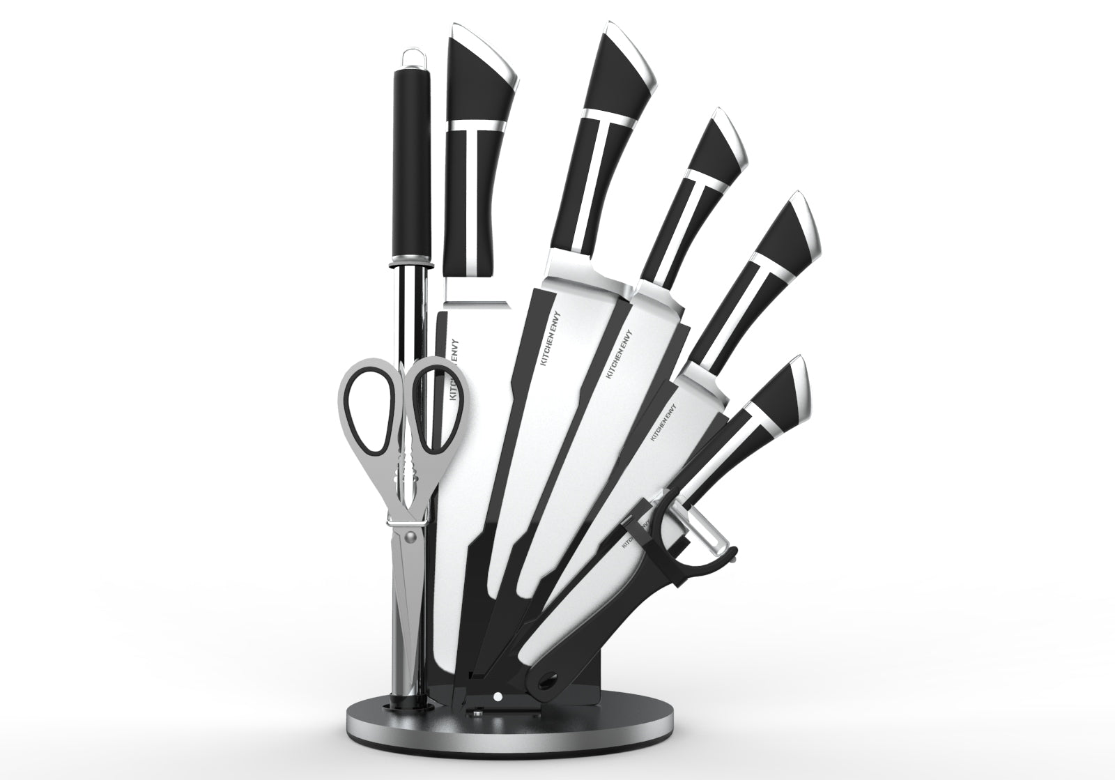 Choice 9 Piece Knife Set with White Handles