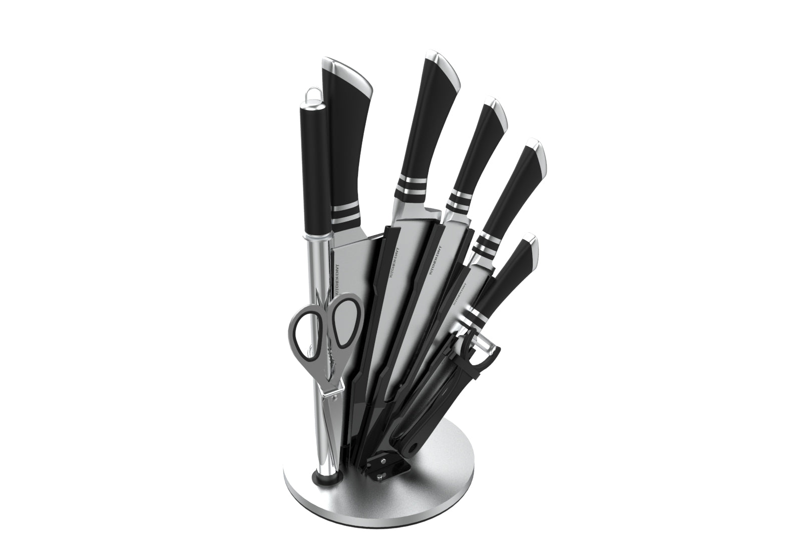 Kitchen Knife 9pcs Acrylic Knife Holder Stainless Steel Slicing