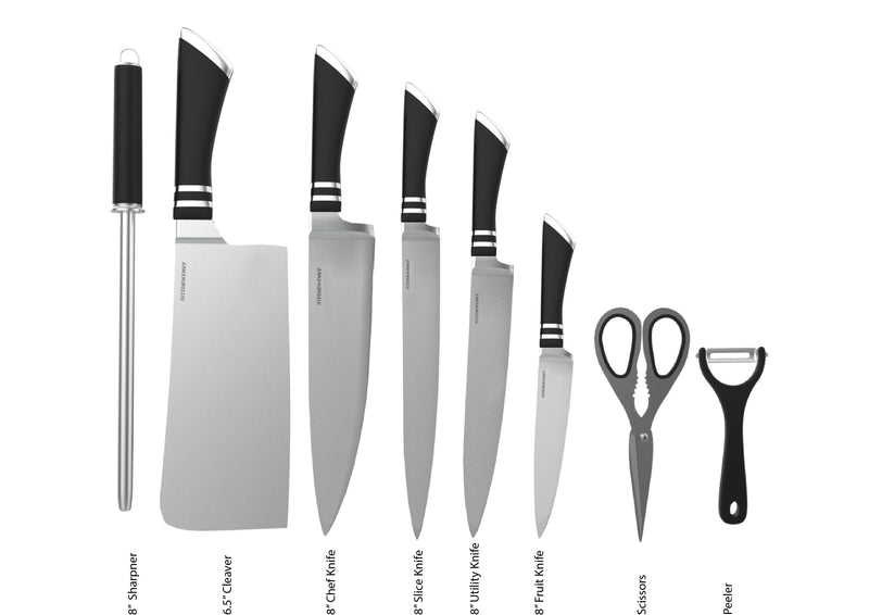 9 PIECE STRIPE KNIFE SET